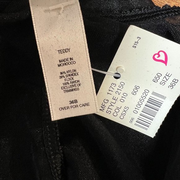 Victorias Secret Teddy 36B Black Lace Bodysuit Sheer Cheeky Underwire Sexy New - Picture 11 of 12